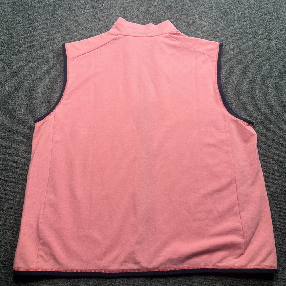 RLX Ralph Lauren Mens Vest XL Pink Full Zip Cotton Blend Zip Pockets Golf Preppy - Picture 4 of 8